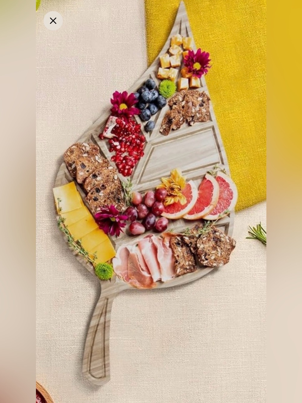 Charcuterie Board  Wooden Leaf-Shaped Serving Tray